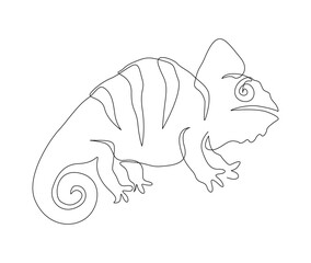 Continuous one line drawing of chameleon. Cameleon single line art vector illustration. Editable stroke.