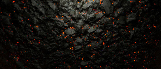 Abstract coal background with lava gaps between the stones. - obrazy, fototapety, plakaty