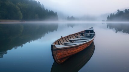 Obraz premium Lonely boat at lake