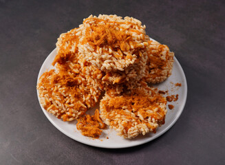 Khaotan - Rice Crispy, a traditional Thai dessert sprinkled with sugar