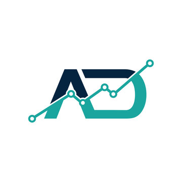 Initial letter AD data analytics logo tech