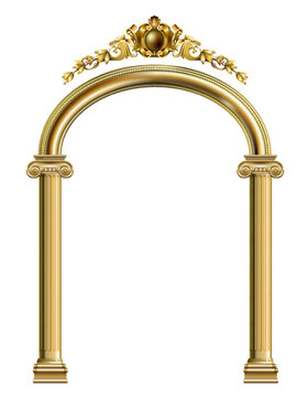 Gold classic frame of the rococo baroque door