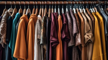 clothes on hangers in a shop