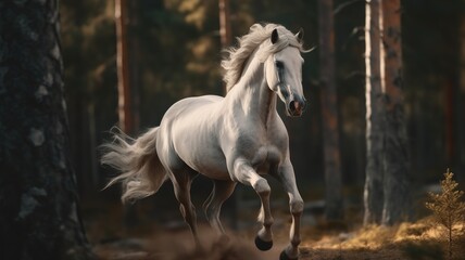 Obraz na płótnie Canvas White Horse, Horse Running 