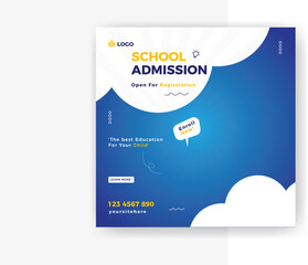 School admission social media post banner template design