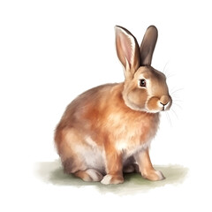 Obraz premium Brown domestic rabbit on a white background, watercolor style, white background