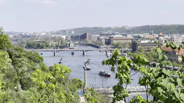 View of the Vltava and ships