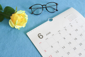 6月のカレンダー　父の日イメージ