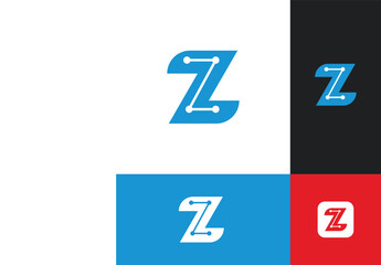 letter Z with technology logo design process 