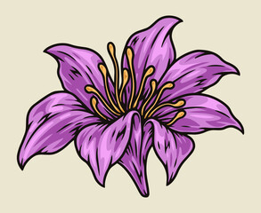 Fototapeta na wymiar Blooming bud detailed emblem colorful