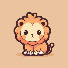 Cute cartoon lion with a crown on its head