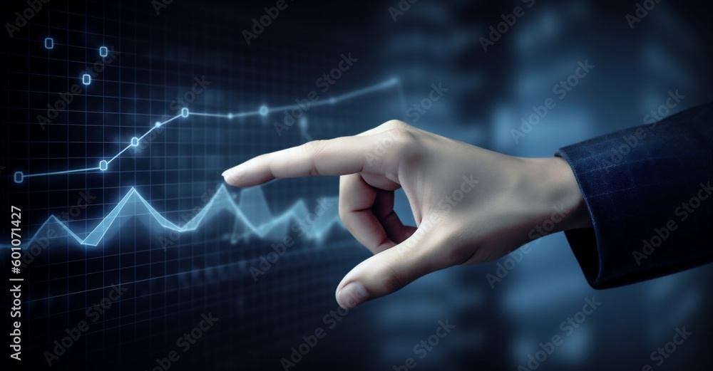 Poster chart hand cyberspace business analysis technology graph network concept virtual. generative ai.