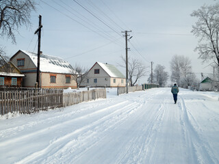 Russian village in winter.