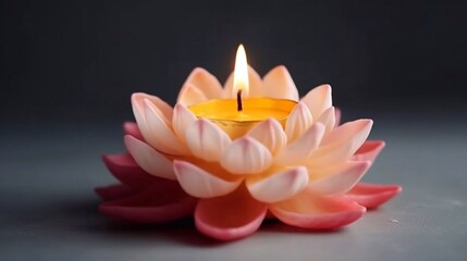 lotus flower candle for wesak day celebration. generative ai