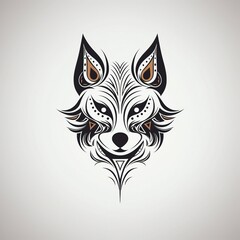 A fox tattoo on white background, minimalist, symmetry, sticker, vector design With Generative AI technology