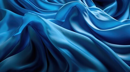 Blue fabric floating in the air