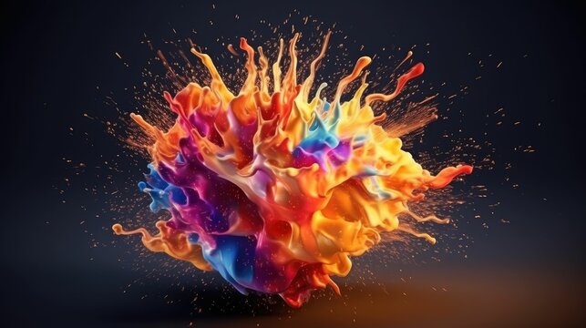 Illustration of a human brain exploding with ideas, knowledge, and creativity
