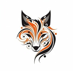 A fox tattoo on white background, minimalist, symmetry, sticker, vector design With Generative AI technology