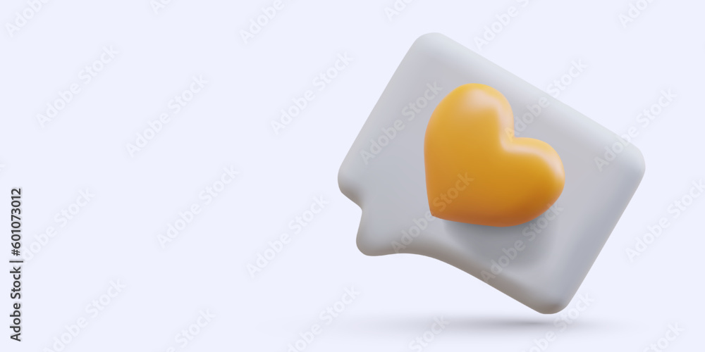 Aufkleber realistic speech bubble with yellow heart. like notification icon. 3d rating in social networks. pos