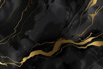 Obraz na płótnie Canvas Black marble with golden lines pattern design