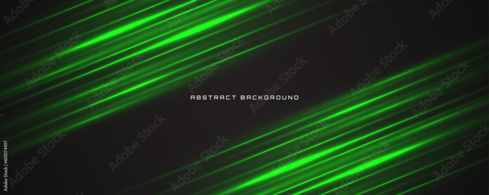 Poster 3d green black techno abstract background overlap layer on dark space with lights motion decoration 