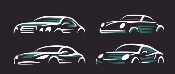 Car abstract set vector. Auto silhouettes