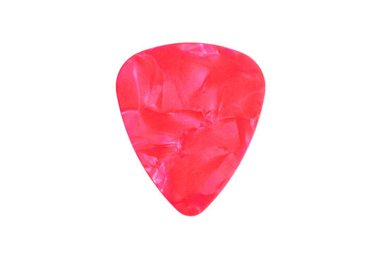 Red guitar pick on transparent background