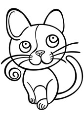 Black isolated outline icon of funny cat.