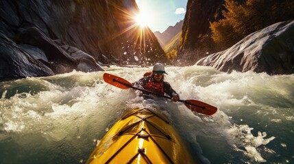kayaking in the rapids - obrazy, fototapety, plakaty