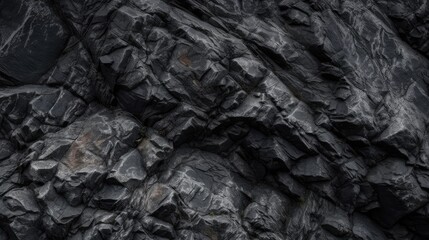 Black rock texture. Stone background. Old weathered mountain surface. Generative AI.

