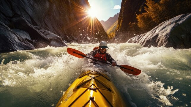 kayaking in the rapids