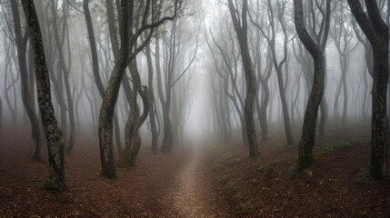 Fototapeta premium The forest is a place of beauty and wonder, but it can also be eerie and haunting. Generative AI