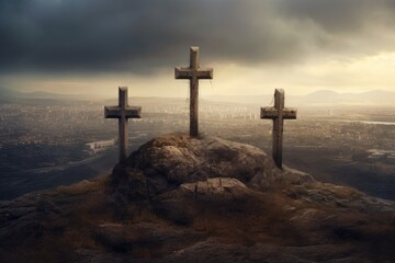 Crosses on a mountain