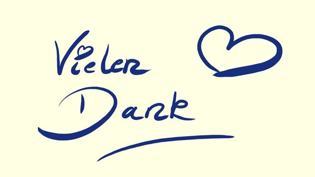 Vielen Dank mit Herz, Notiz, Handschrift, Skizze, Scribble