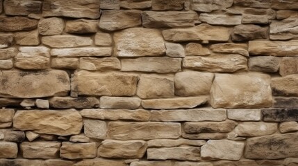 Old stone wall background. Rock texture. Light brown gray grunge background. Generative AI.