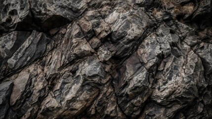 Dark brown stone background. Mountain texture. Close-up. Abstract grunge background. Rock formation texture. Rocky surface backdrop. Generative AI。