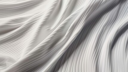 Obraz premium White abstract fabric background. Durable fabric texture background. Ribbed fabric with soft pleats. Generative AI.
