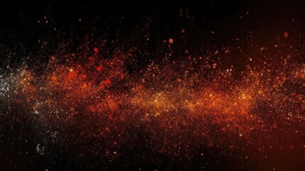Black dark orange red brown shiny glitter abstract background with space. Twinkling glow stars effect. Fantastic, fantasy. Generative AI.