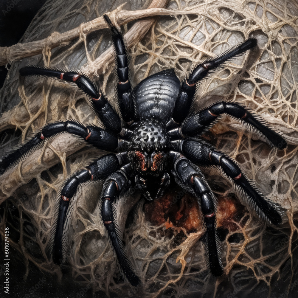Poster a funnel-web spider image was created in sydney - generative ai.
