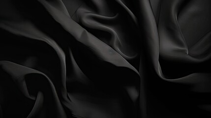 Fototapeta premium Black abstract background. Black fabric texture background. Wide banner. Generative AI.