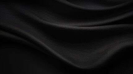 Fototapeta premium Black abstract background. Black fabric texture background. Wide banner. Generative AI.