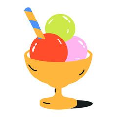 Eye catchy flat icon of sundae
