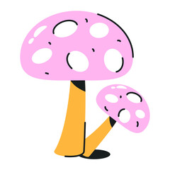 An icon of button mushrooms, flat design 