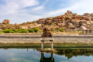 Pushkarani water reservoir, Hampi, Karnataka, India, Asia