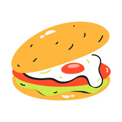 A flat icon of hot dog 