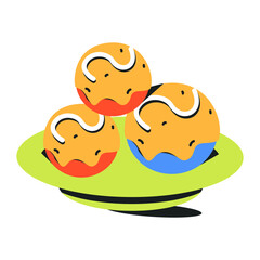 Takoyaki flat icon, editable design 