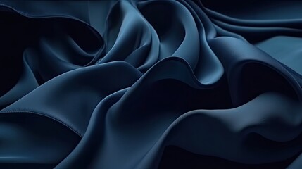Obraz premium Beautiful dark blue fabric background. Wavy soft folds. Elegant navy blue background with copy space for design. Generative AI。