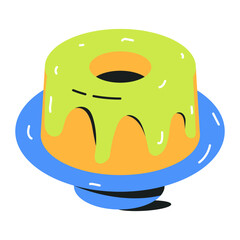Attractive flat icon of sponge cake  