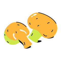 Flat icon of button mushrooms 
