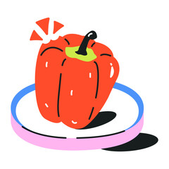 Red capsicum flat icon vector 
